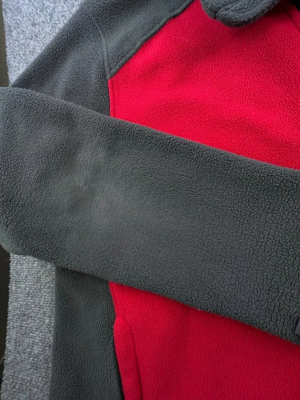 The North Face Jacket Men’s Large Fleece Red Gray Full Zip Long Sleeve w Logo